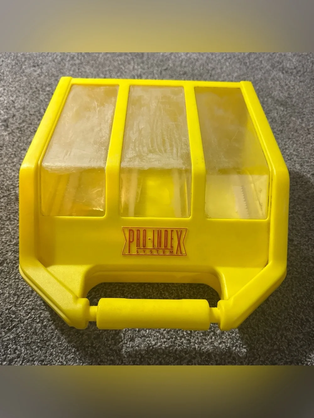 Pro-Index System Yellow Hard Storage Carrying Case Used Fogged Scratching